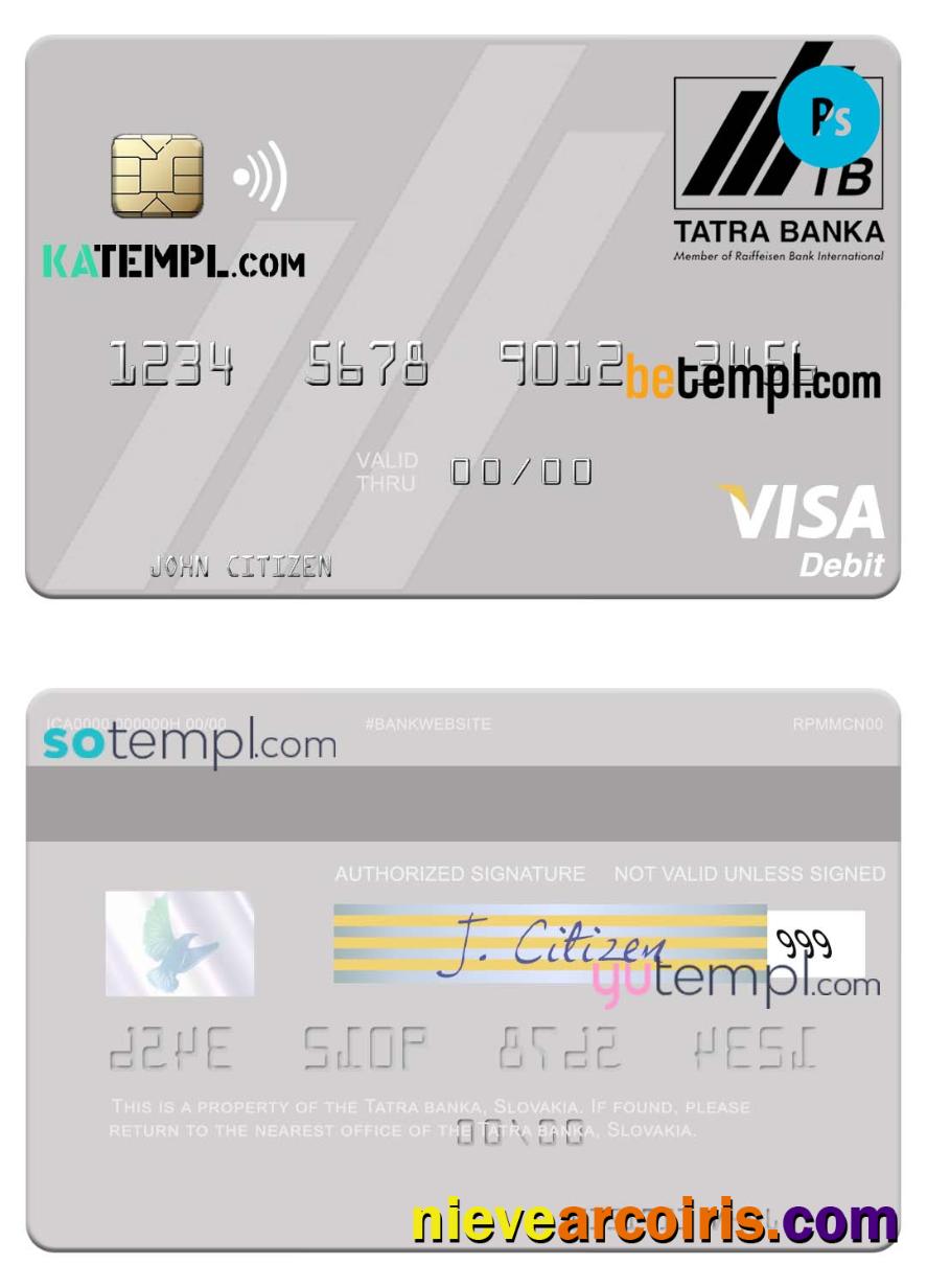 Slovakia Tatra Banka visa debit card